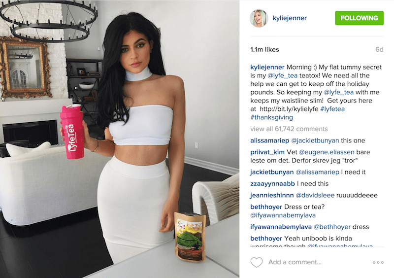 Kylie Jenner product placement
