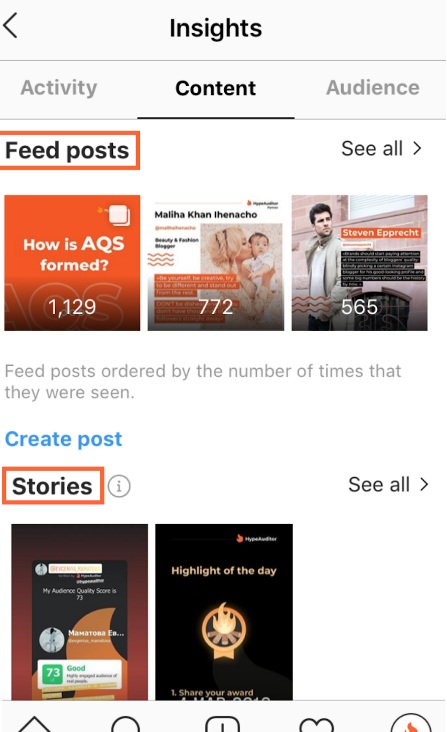 Content instagram insights