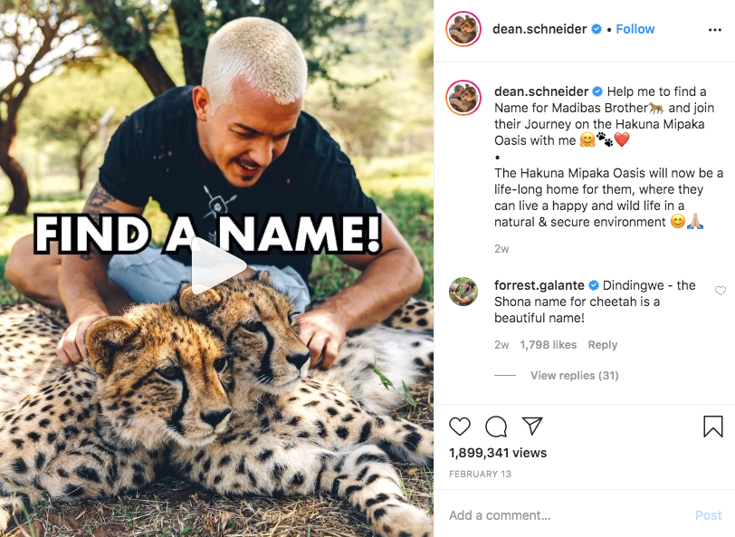 Dean Schneider with his cheetah 