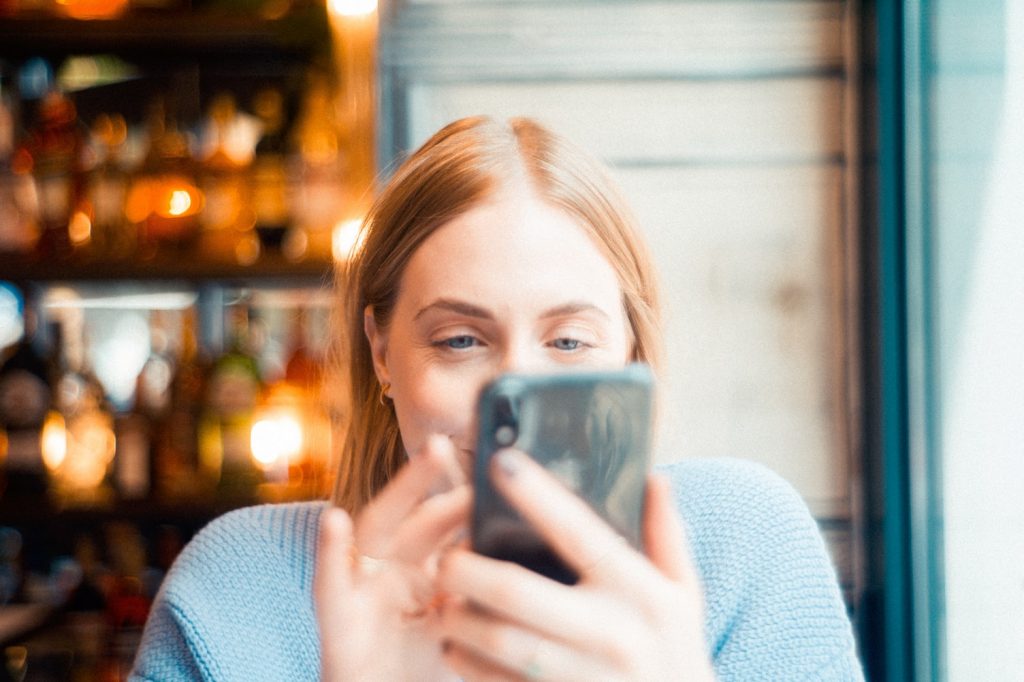 Woman holding phone