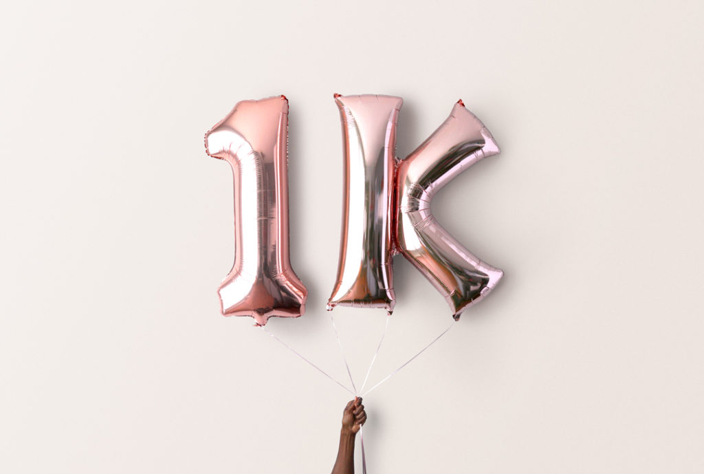 1K followers balloons