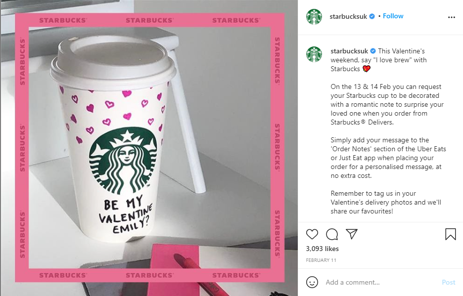 Valentine’s Day event from Starbucks UK