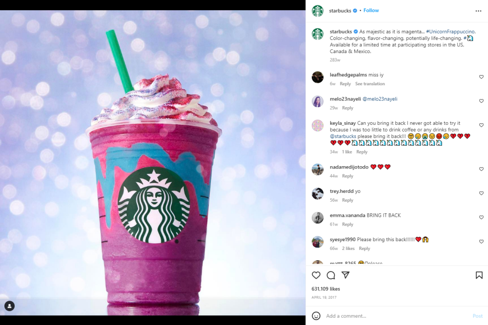 Starbucks Unicorn Frappuccino Social Media Campaign