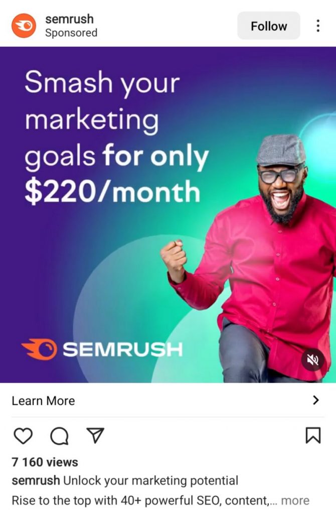 Instagram feed ad - Semrush