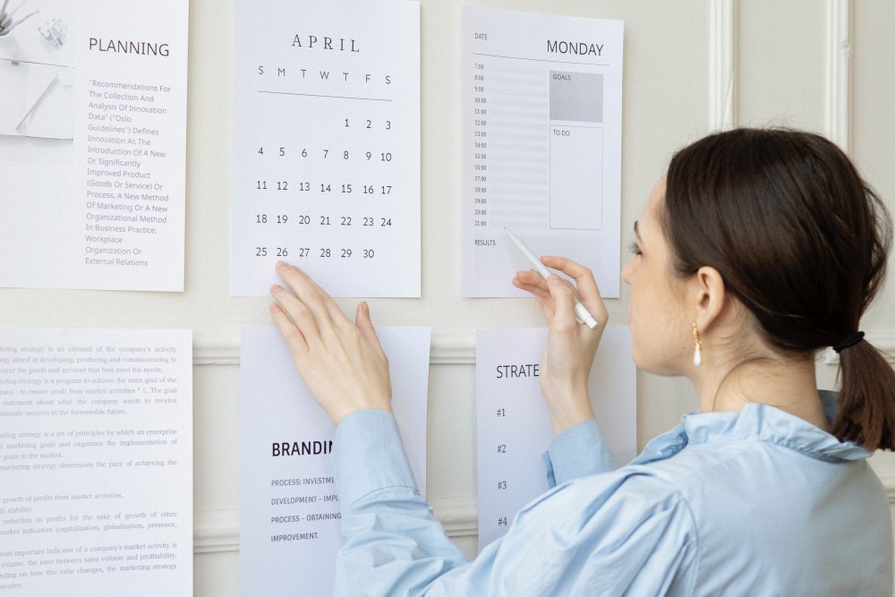Woman organizing calendar